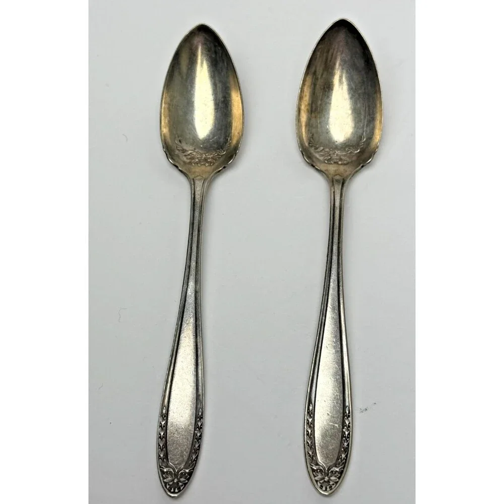 Oneida Community Par Plate 2 Fruit Spoons Bridal Wreath Antique Silverplate 1915